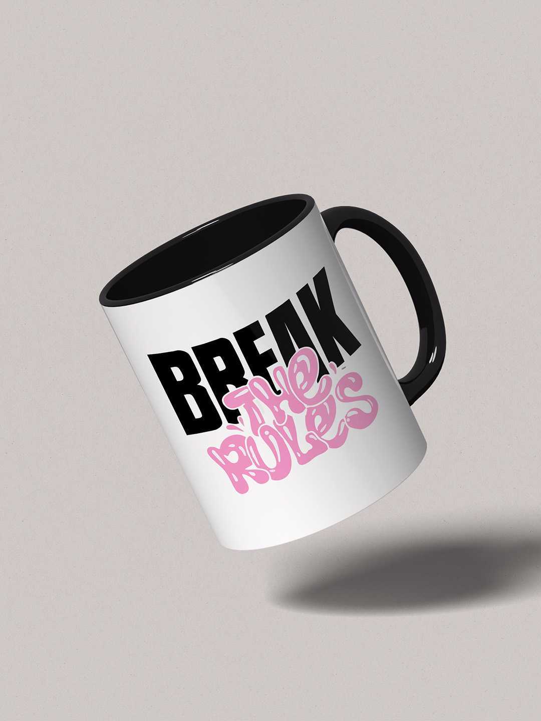 BREAK THE RULES Graphic Printed Ceramic Mug