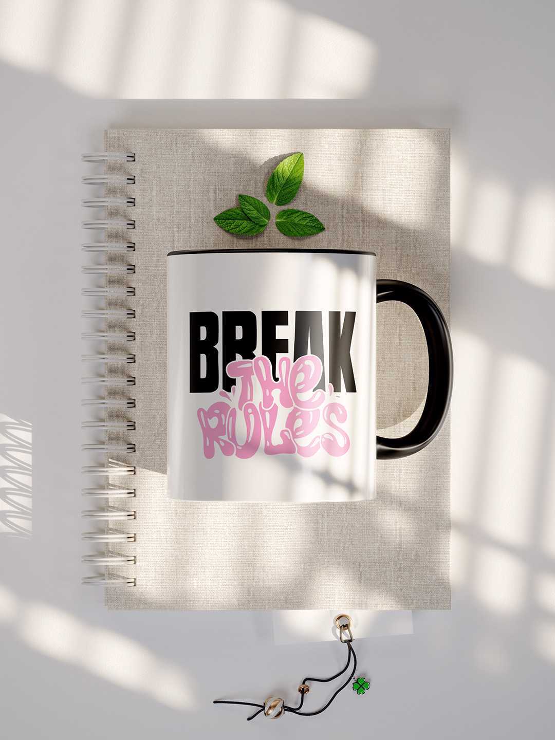 BREAK THE RULES Graphic Printed Ceramic Mug