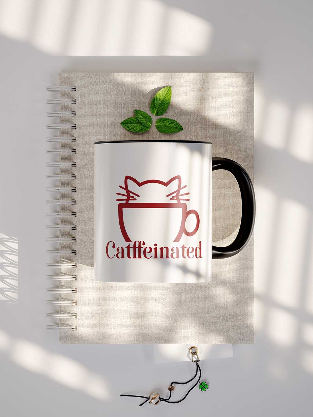CATFFEINATED Graphic Printed Ceramic Mug