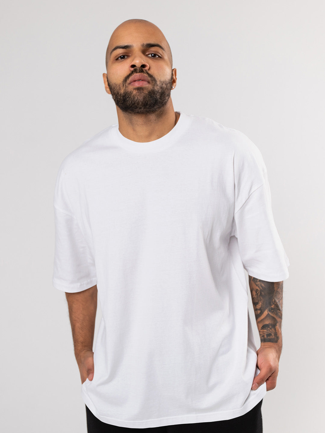 White Solid Oversized Tee
