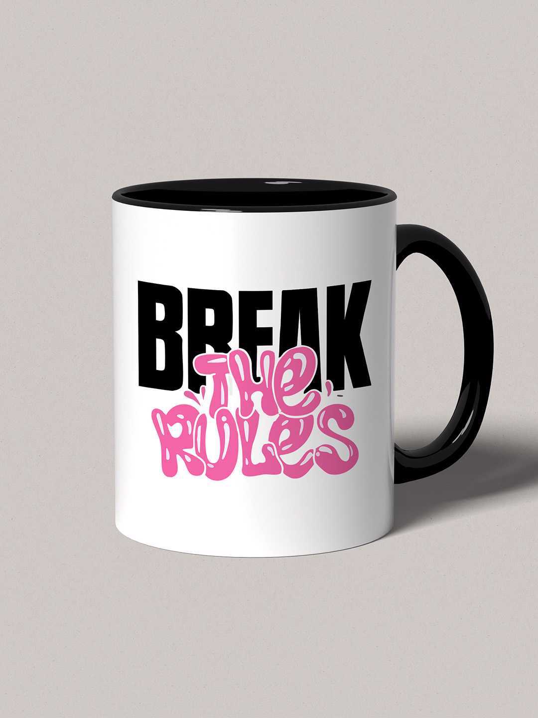 BREAK THE RULES Graphic Printed Ceramic Mug
