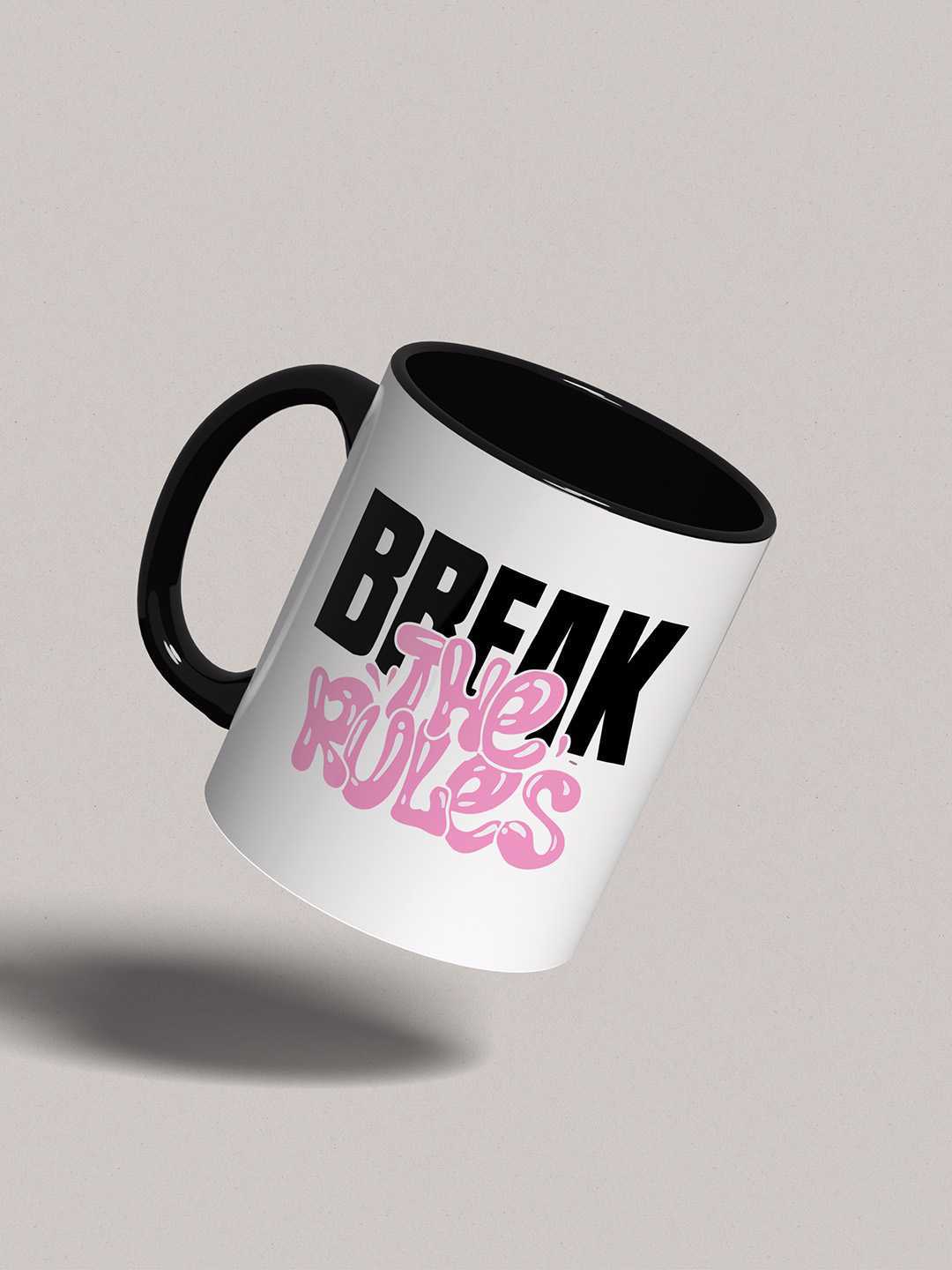 BREAK THE RULES Graphic Printed Ceramic Mug