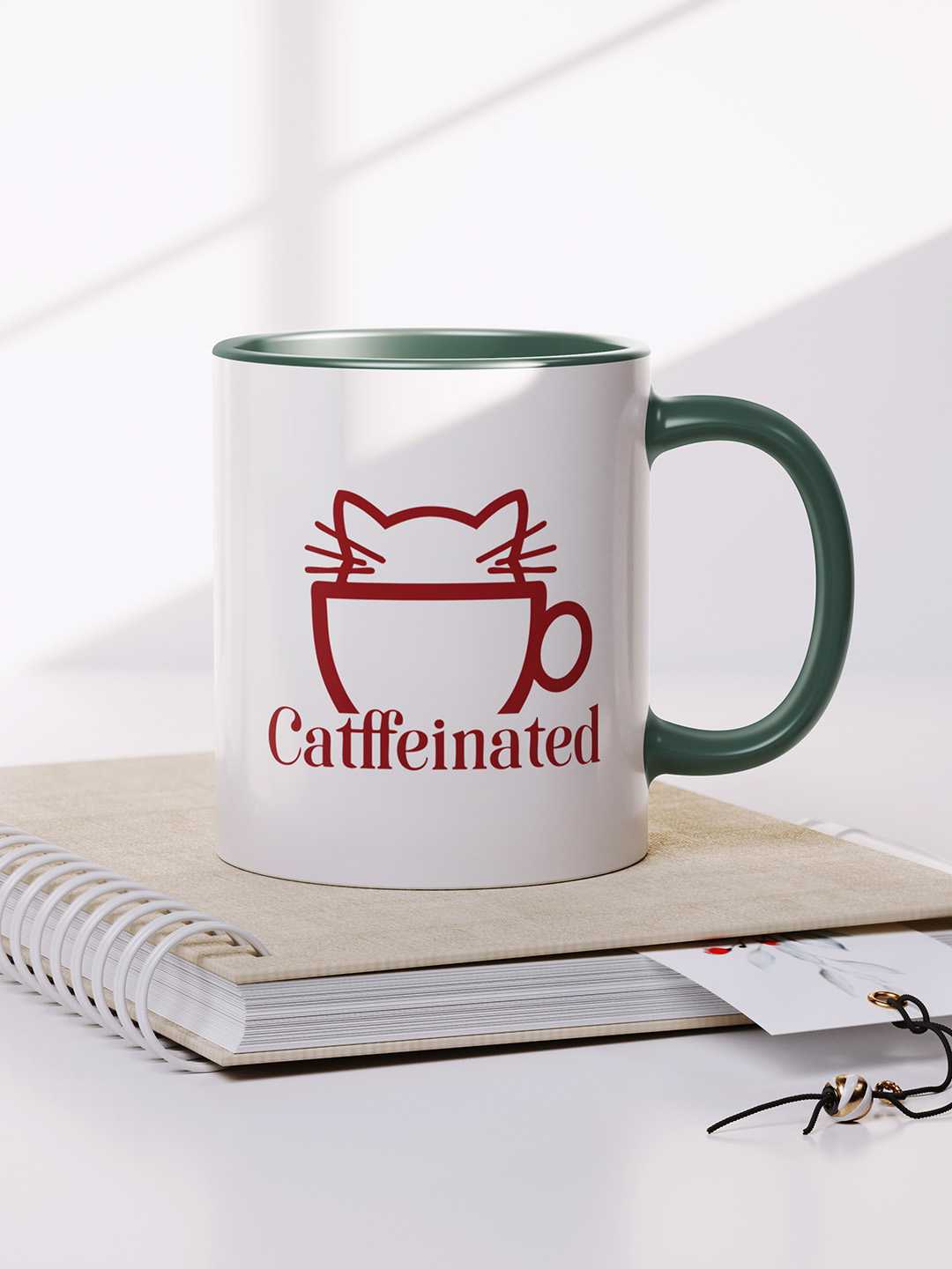 CATFFEINATED Graphic Printed Ceramic Mug