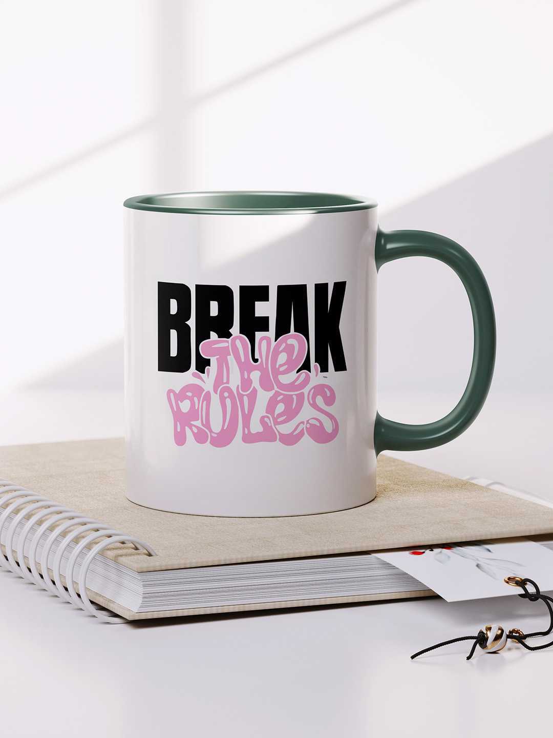 BREAK THE RULES Graphic Printed Ceramic Mug