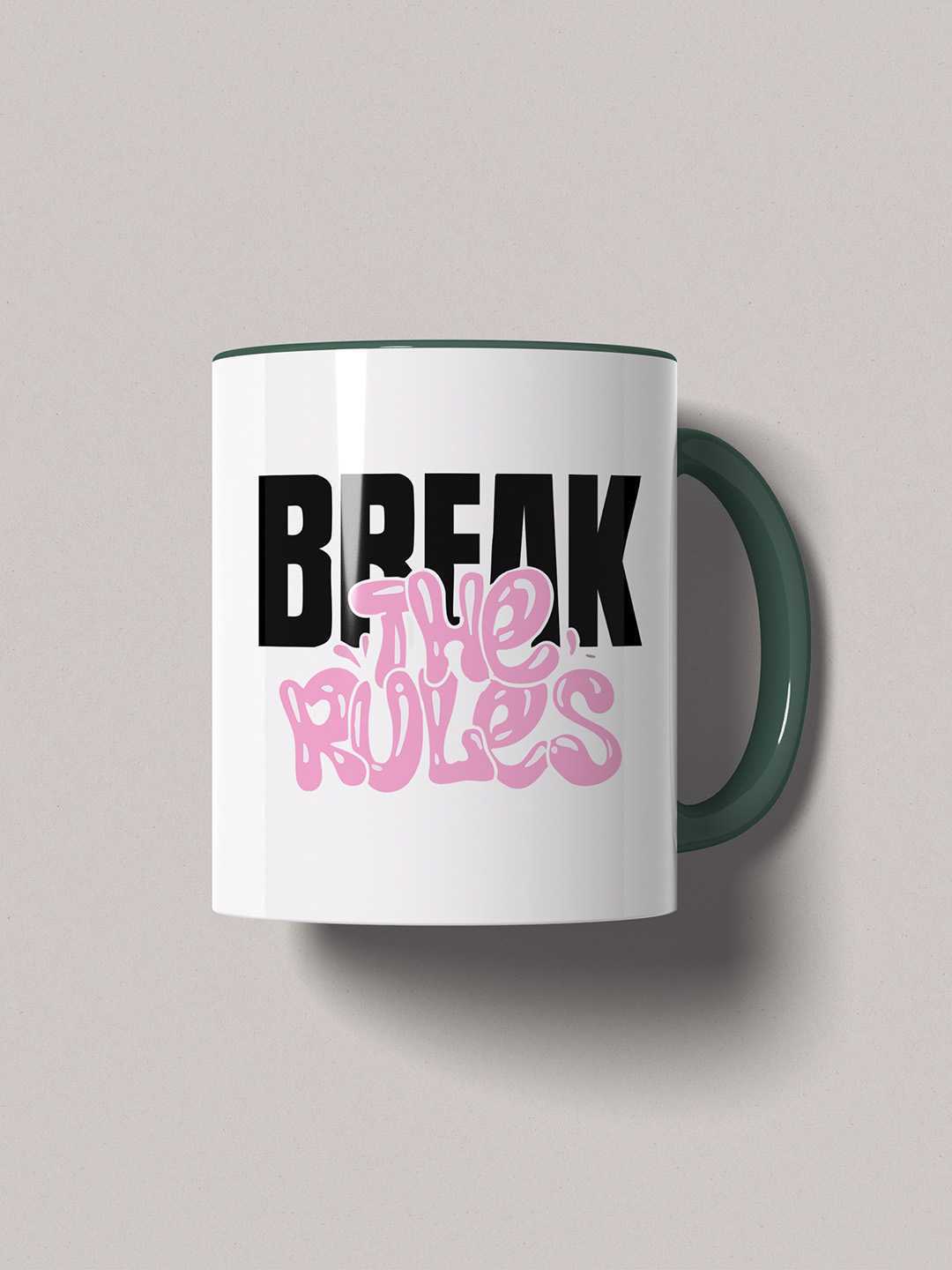 BREAK THE RULES Graphic Printed Ceramic Mug