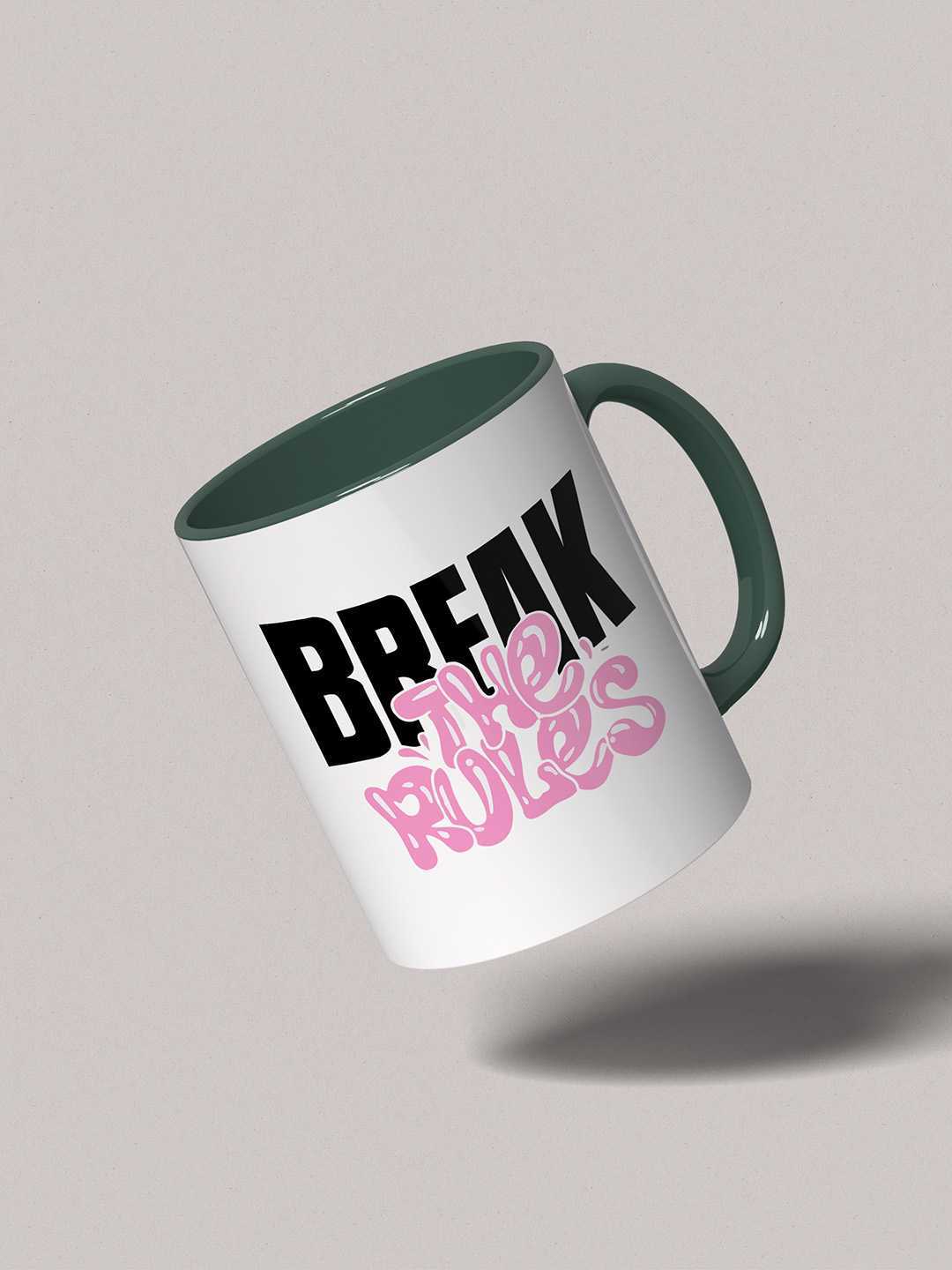 BREAK THE RULES Graphic Printed Ceramic Mug