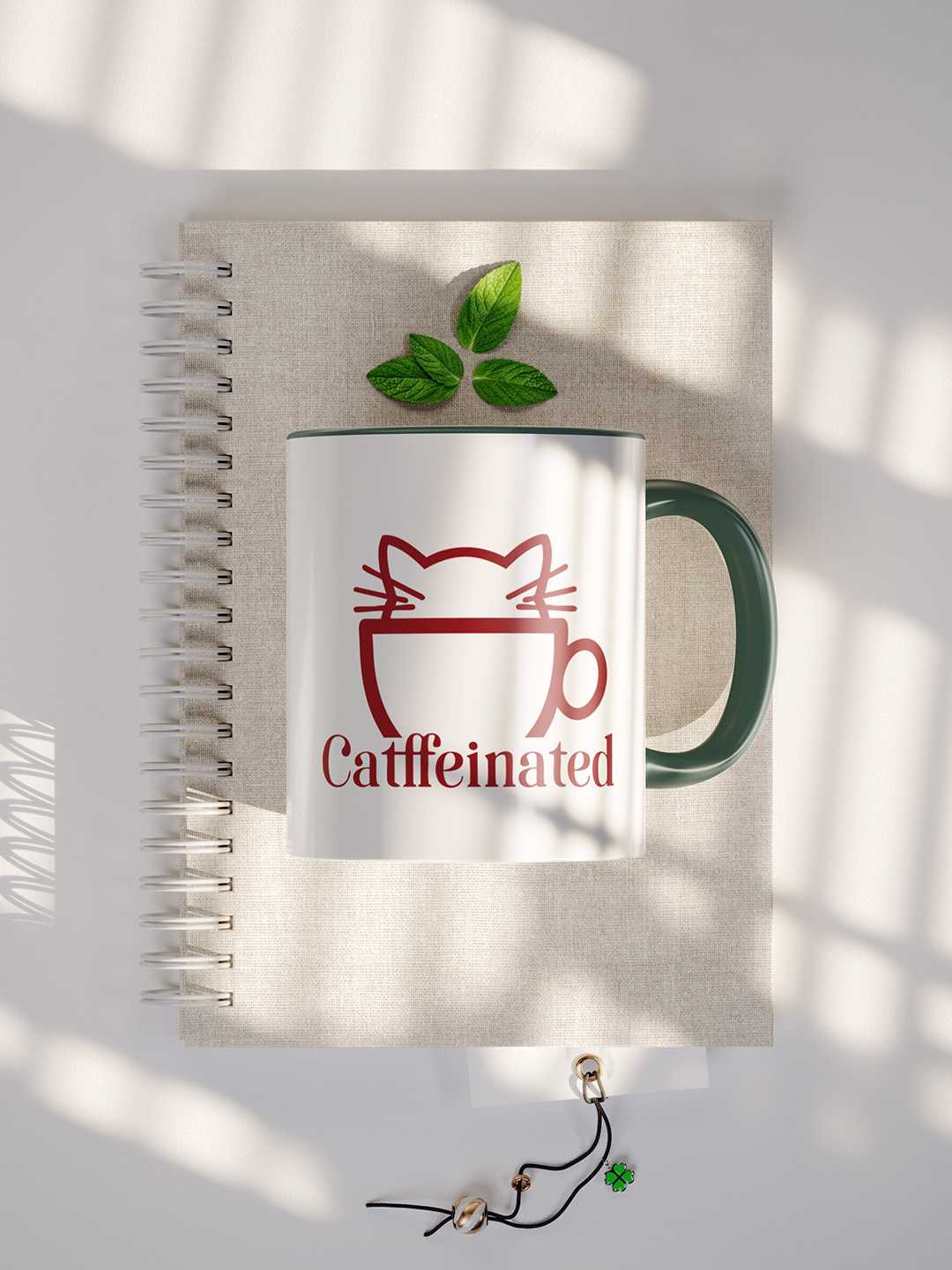 CATFFEINATED Graphic Printed Ceramic Mug