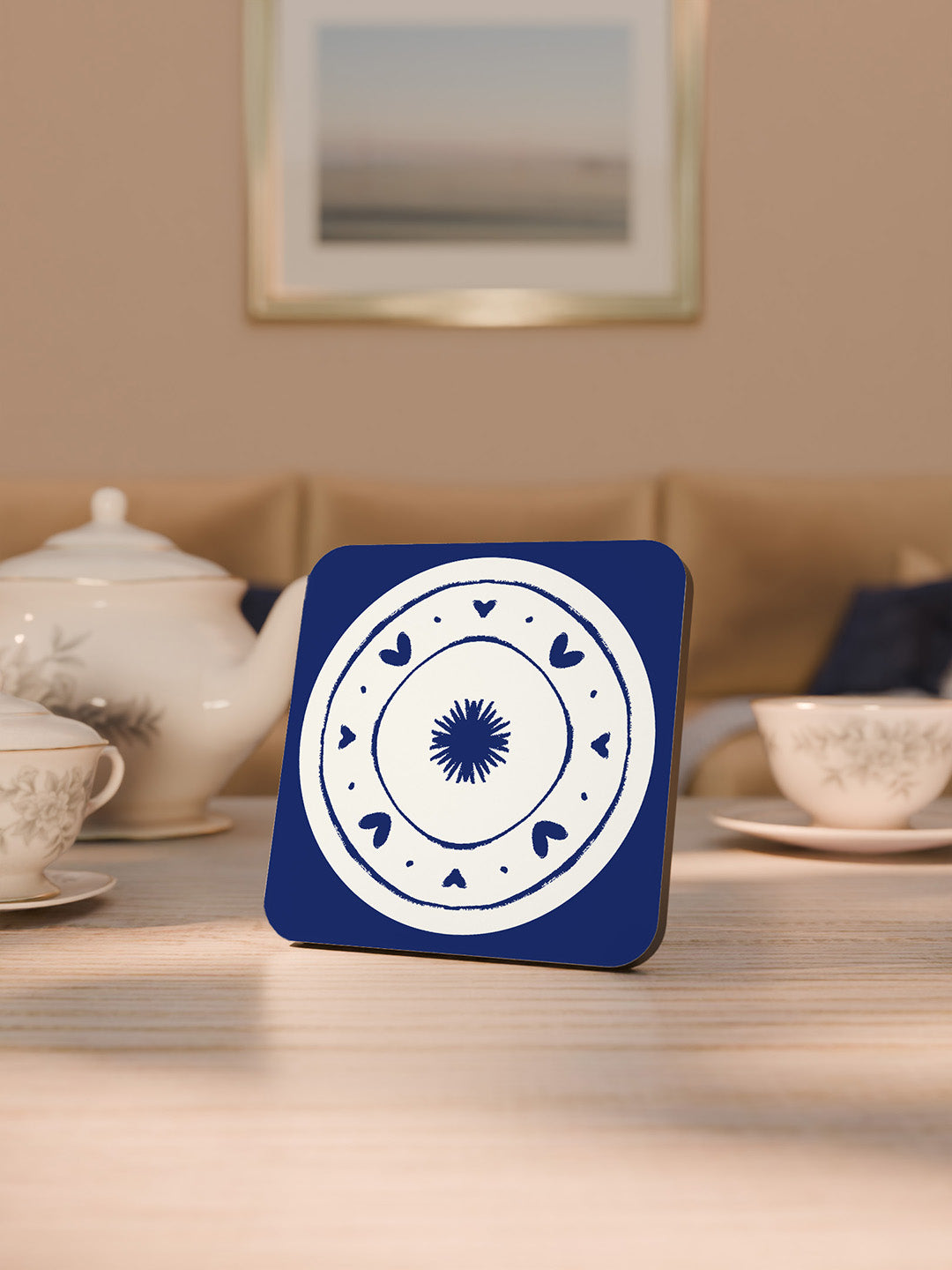 Indigo Charm Graphic Coasters - Pack of 6