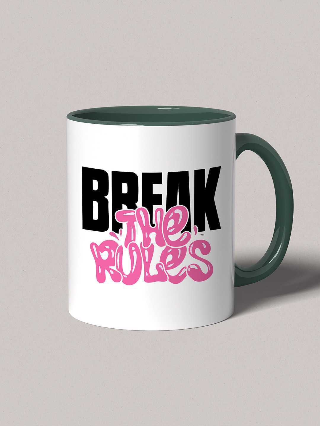BREAK THE RULES Graphic Printed Ceramic Mug