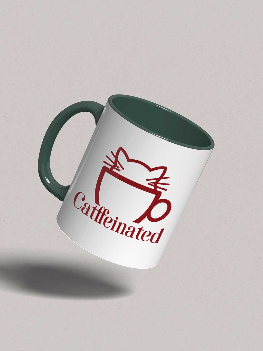 CATFFEINATED Graphic Printed Ceramic Mug