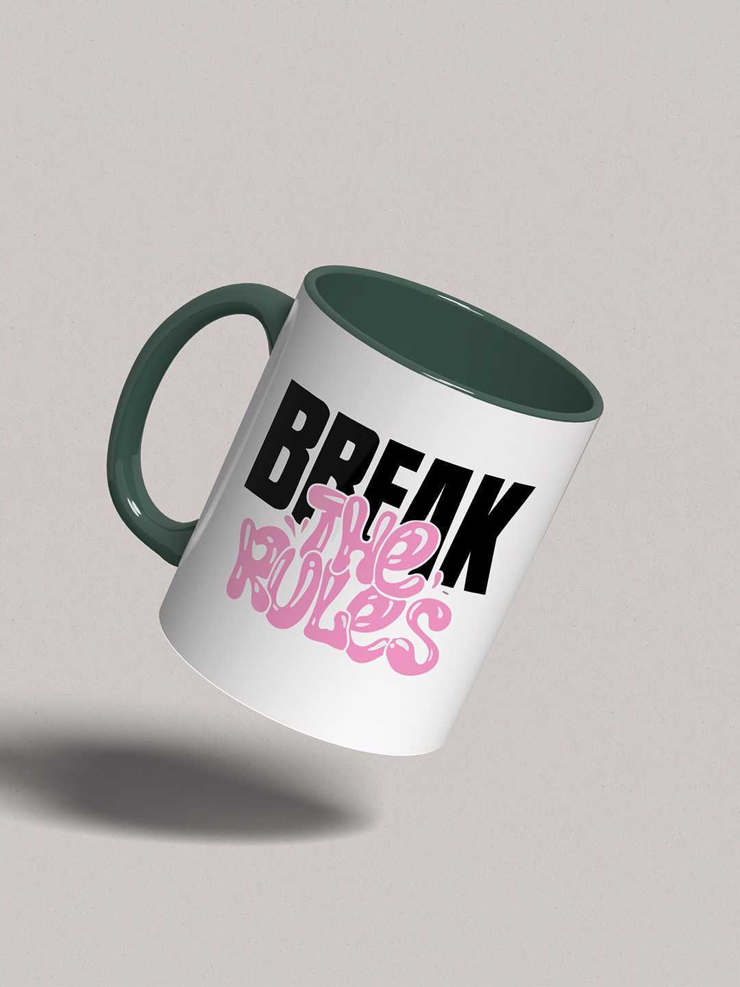 BREAK THE RULES Graphic Printed Ceramic Mug