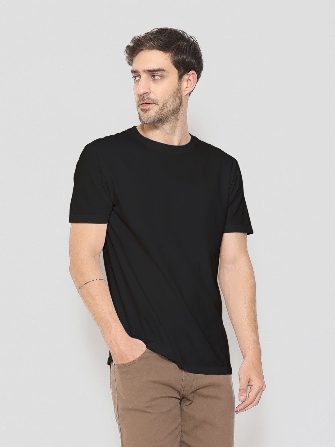 Black Solid Unisex Regular Tee