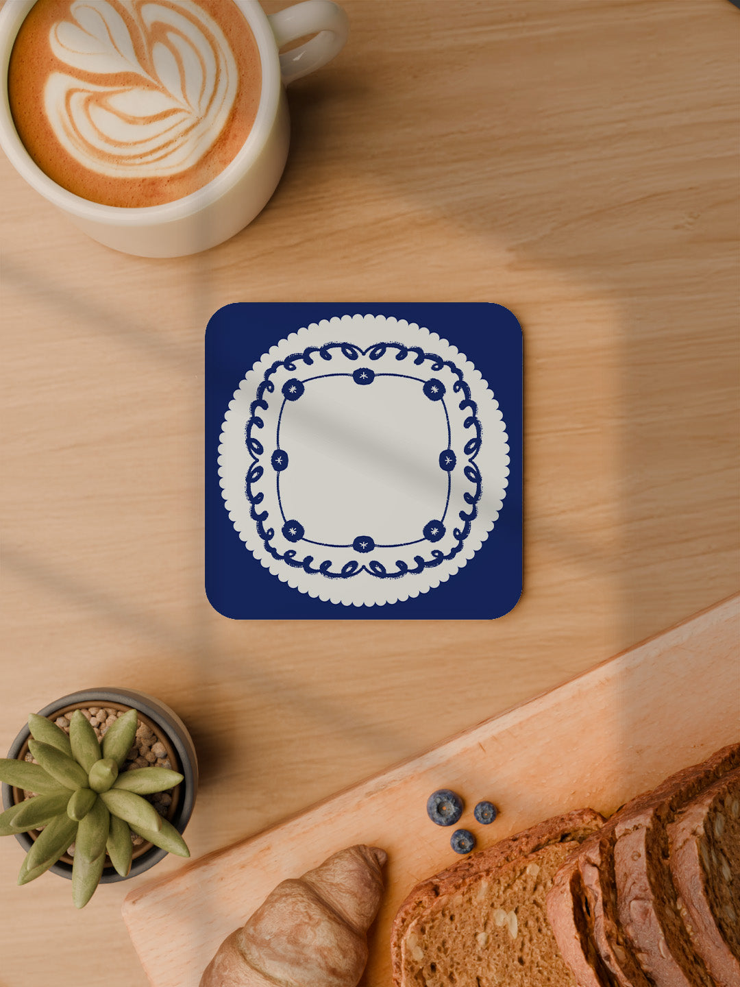 Indigo Charm Graphic Coasters - Pack of 6