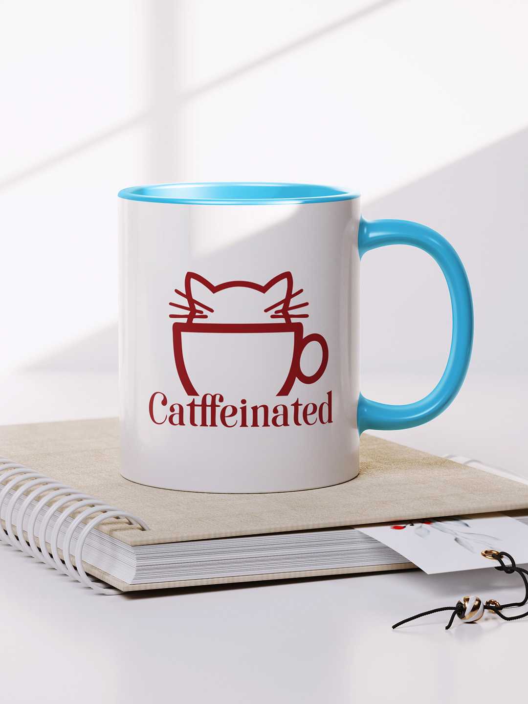 CATFFEINATED Graphic Printed Ceramic Mug