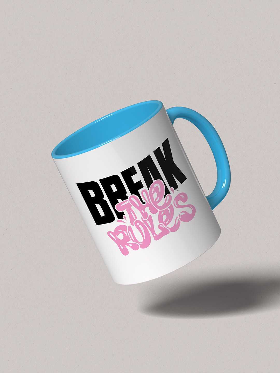 BREAK THE RULES Graphic Printed Ceramic Mug