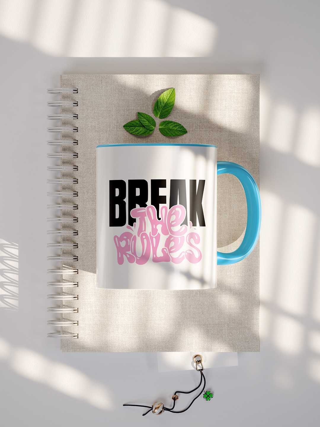 BREAK THE RULES Graphic Printed Ceramic Mug