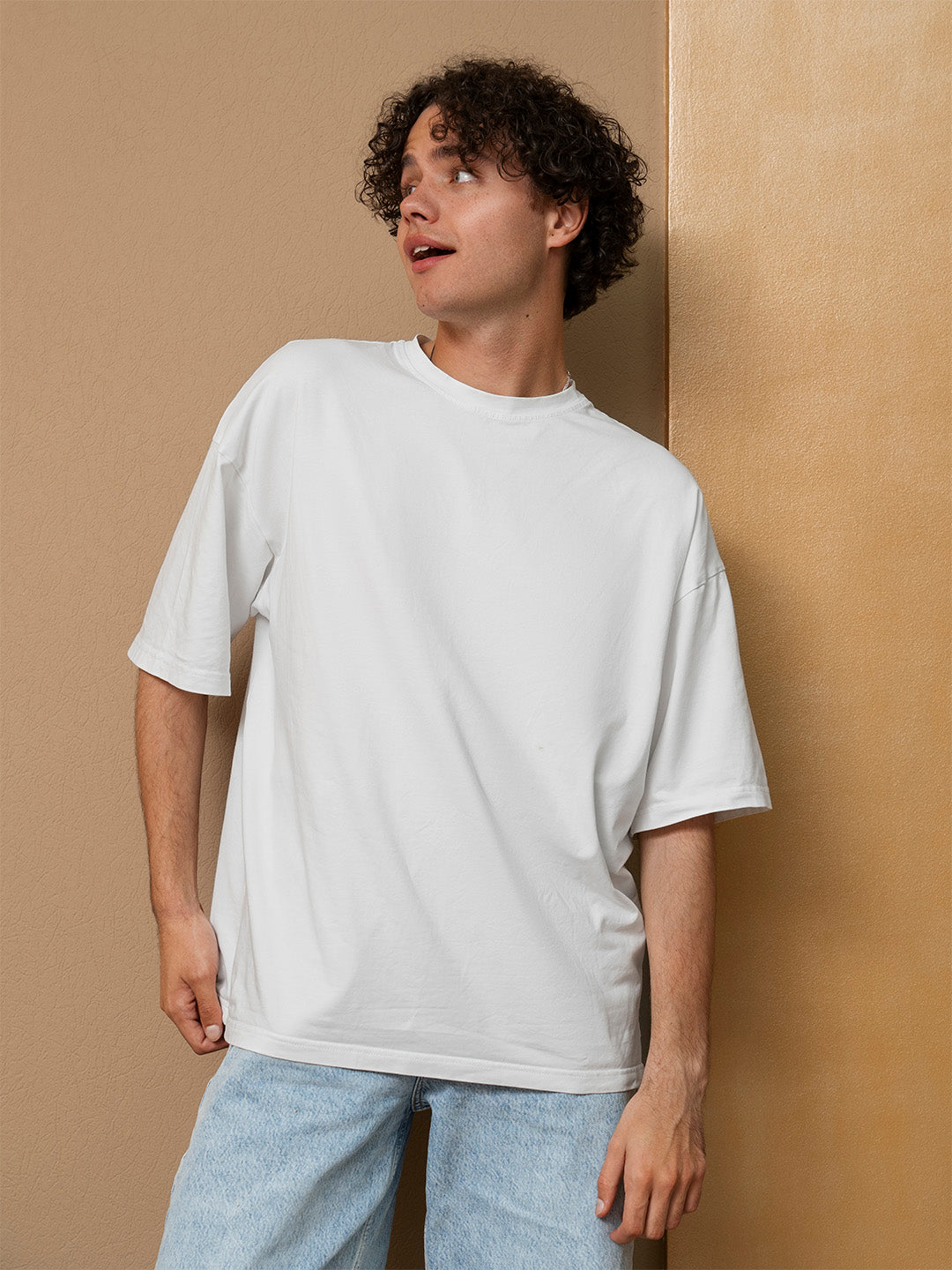White Solid Oversized Tee