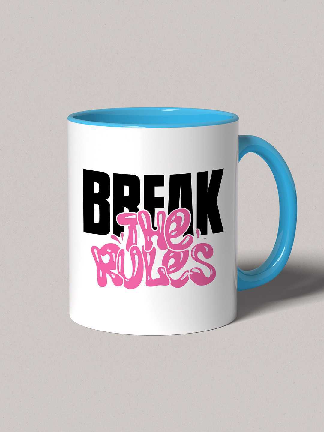 BREAK THE RULES Graphic Printed Ceramic Mug