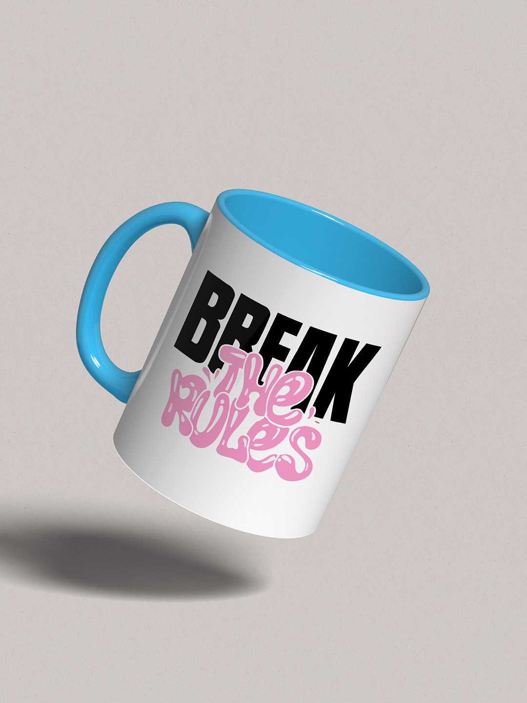 BREAK THE RULES Graphic Printed Ceramic Mug