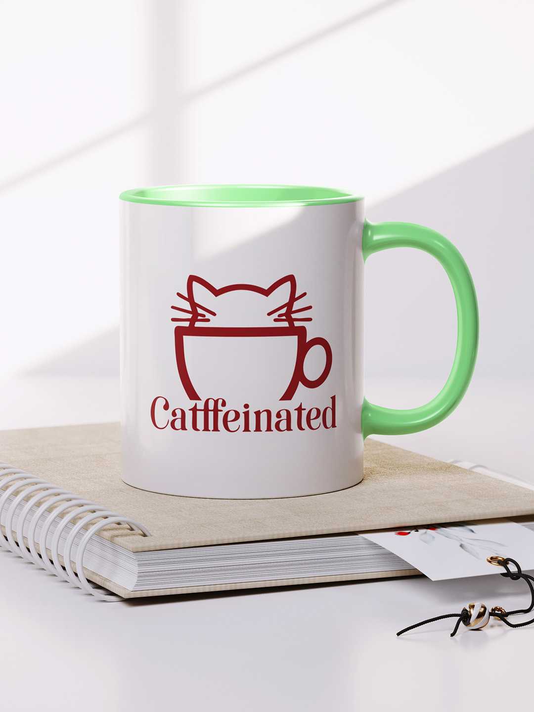 CATFFEINATED Graphic Printed Ceramic Mug