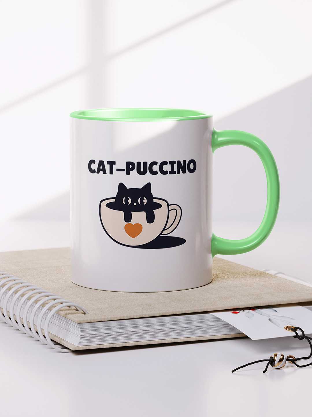 CAT-PUCCINO Graphic Printed Ceramic Mug