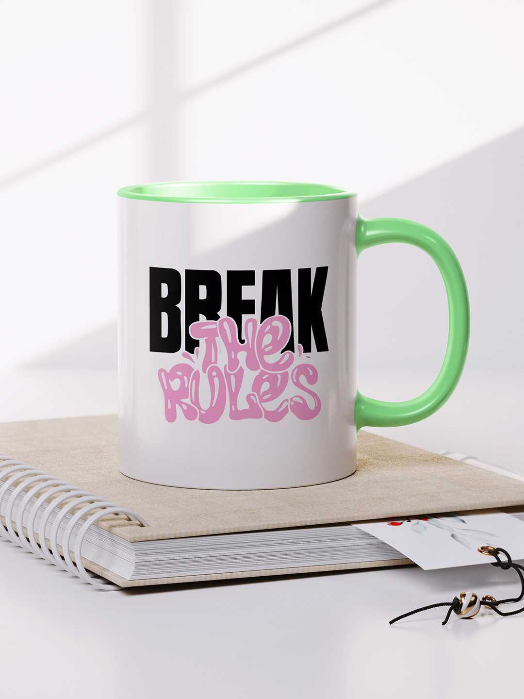 BREAK THE RULES Graphic Printed Ceramic Mug