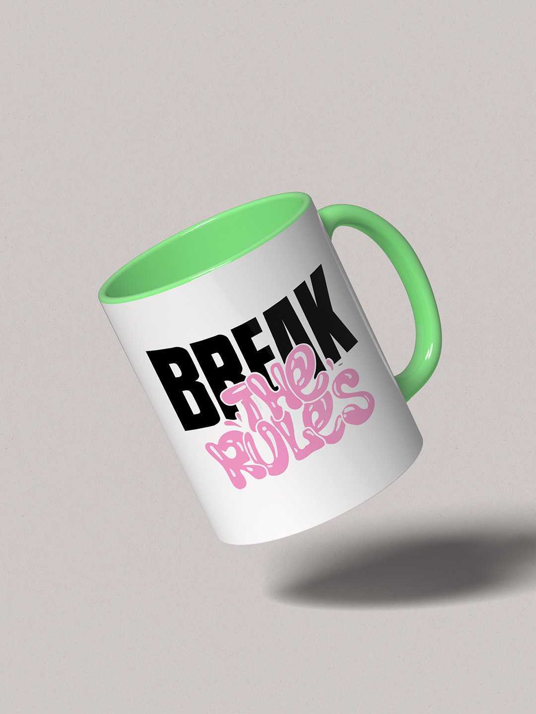 BREAK THE RULES Graphic Printed Ceramic Mug