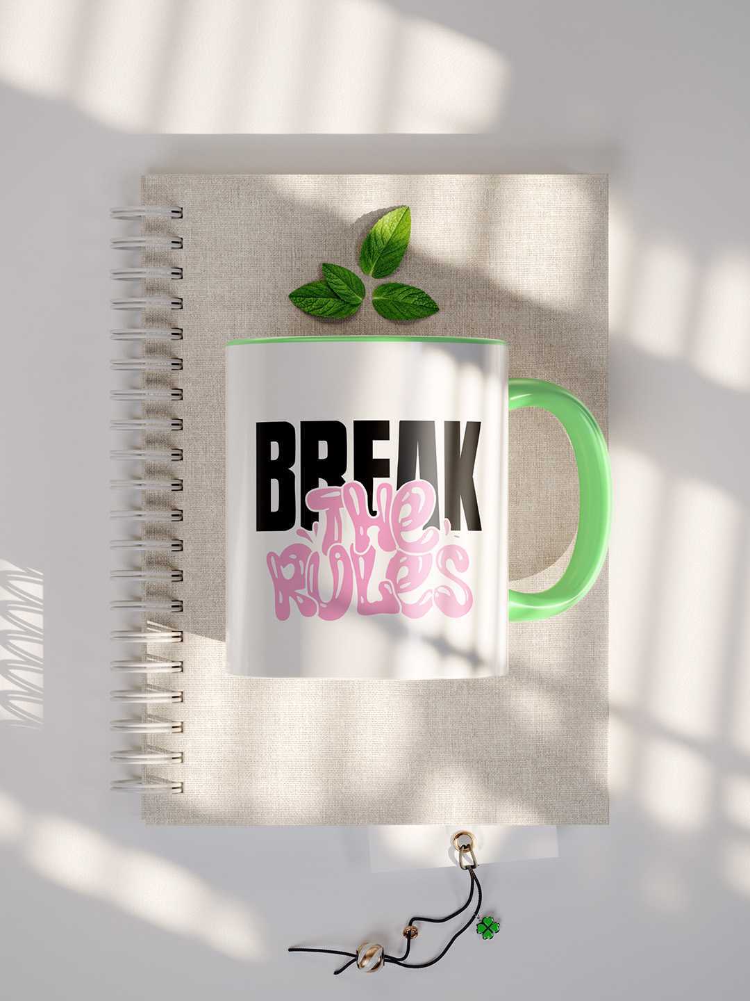 BREAK THE RULES Graphic Printed Ceramic Mug