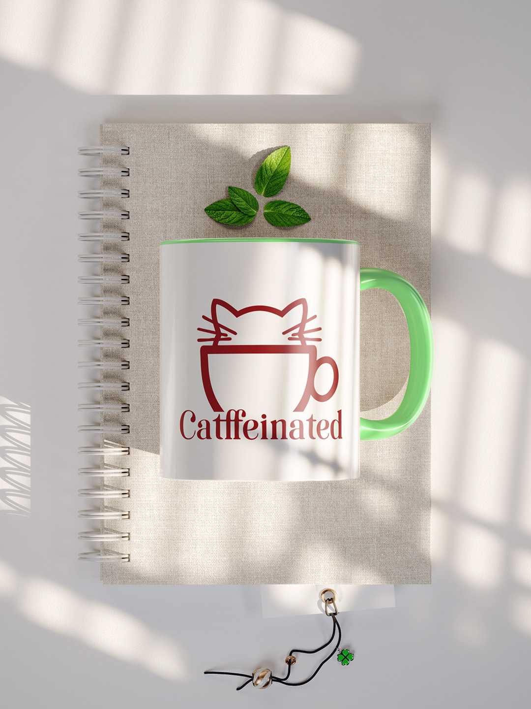 CATFFEINATED Graphic Printed Ceramic Mug