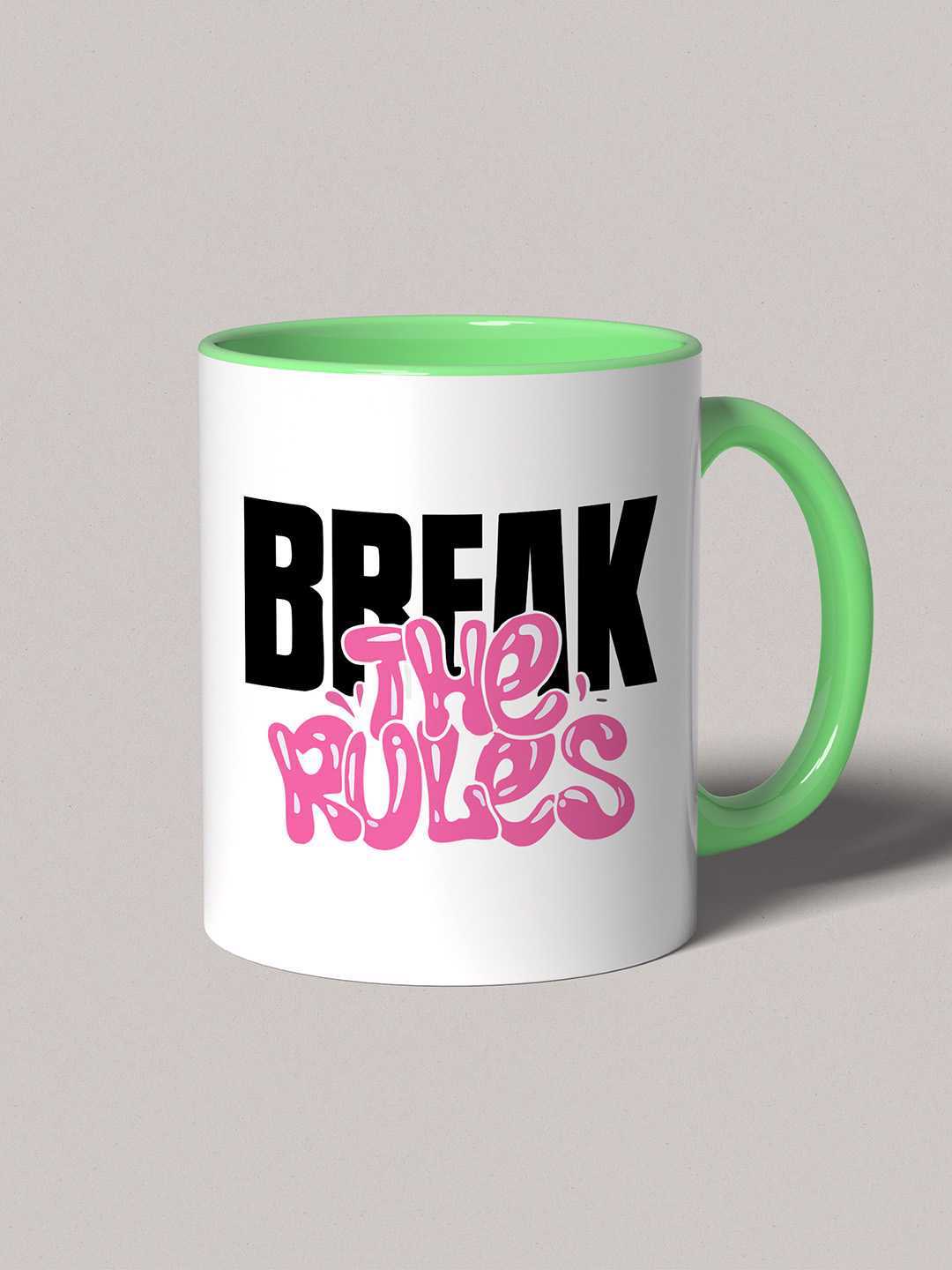 BREAK THE RULES Graphic Printed Ceramic Mug