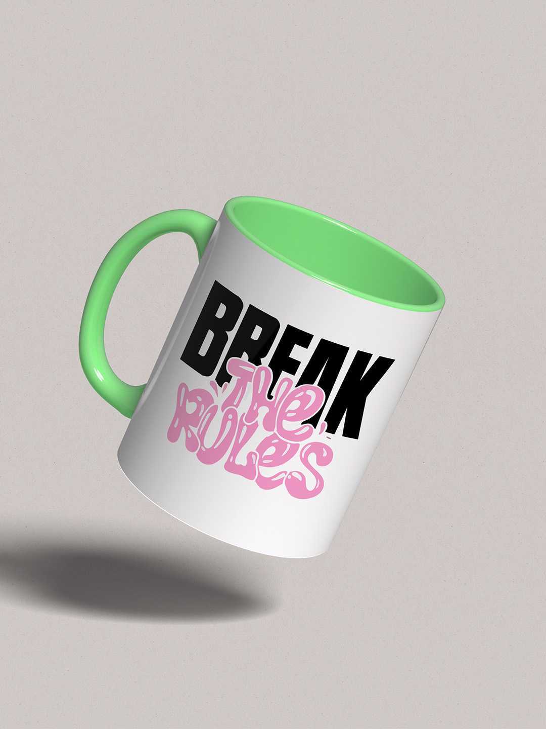 BREAK THE RULES Graphic Printed Ceramic Mug