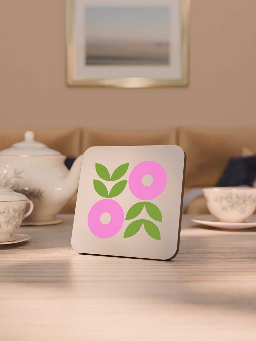 Geo Floral Graphic Coasters - Pack of 6