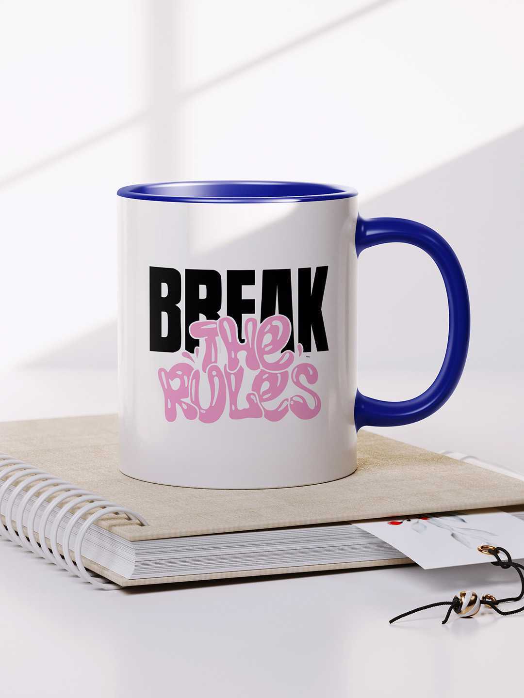 BREAK THE RULES Graphic Printed Ceramic Mug