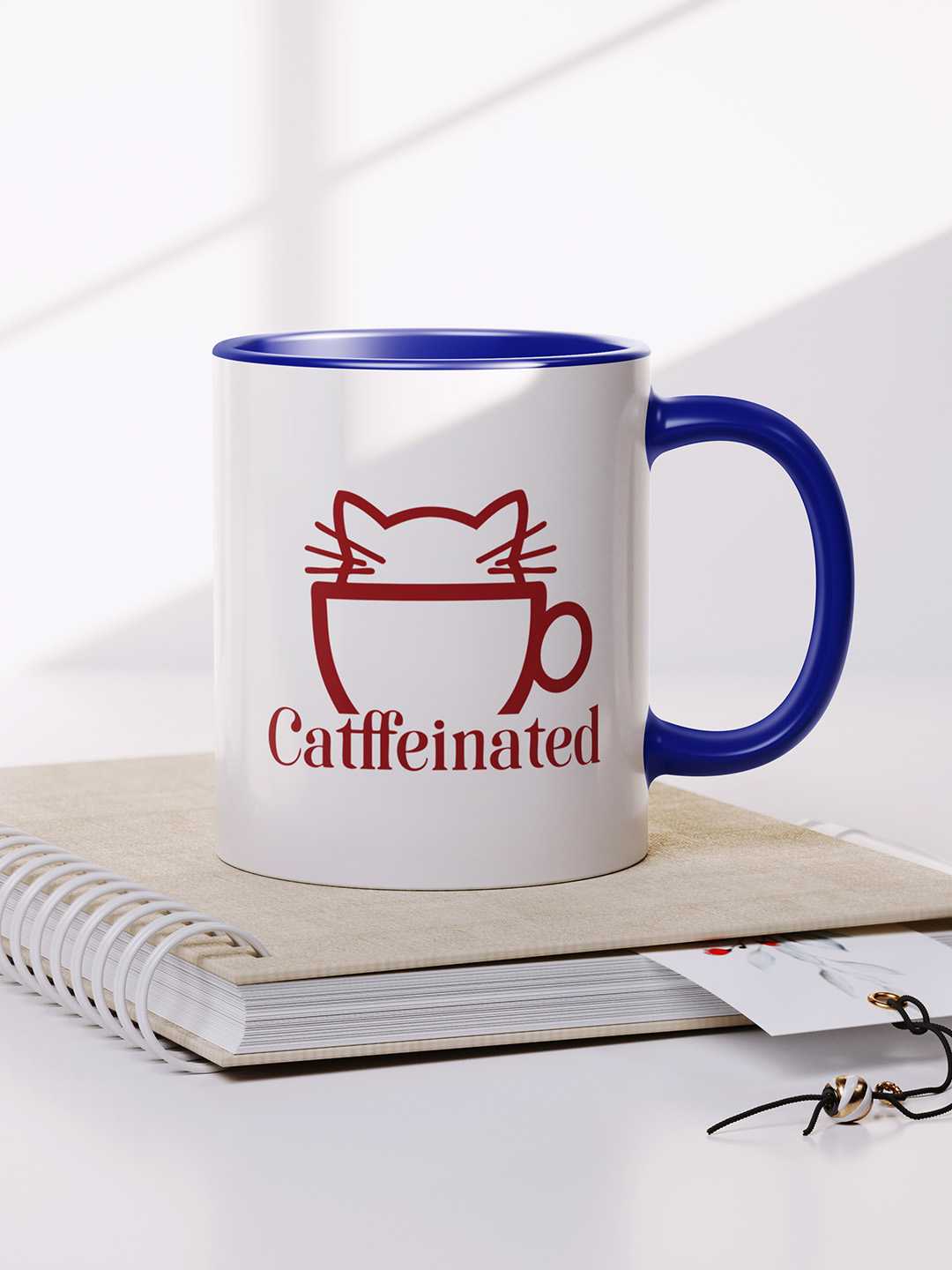 CATFFEINATED Graphic Printed Ceramic Mug