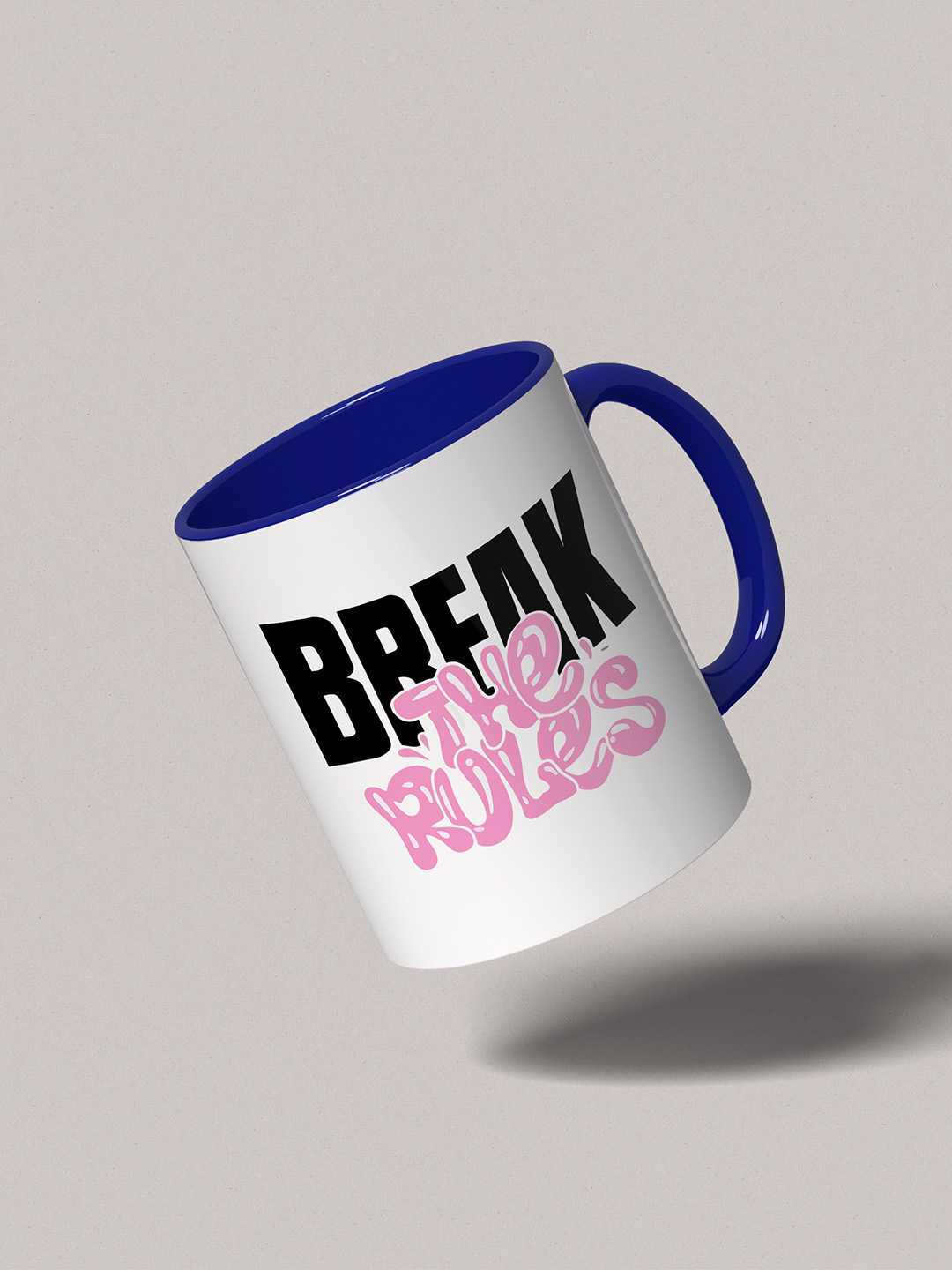 BREAK THE RULES Graphic Printed Ceramic Mug