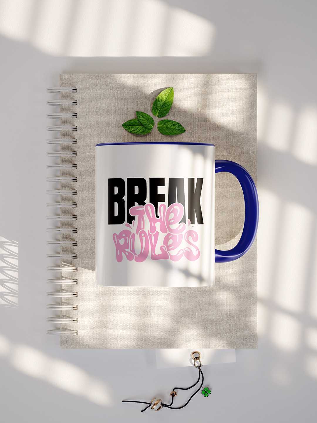 BREAK THE RULES Graphic Printed Ceramic Mug