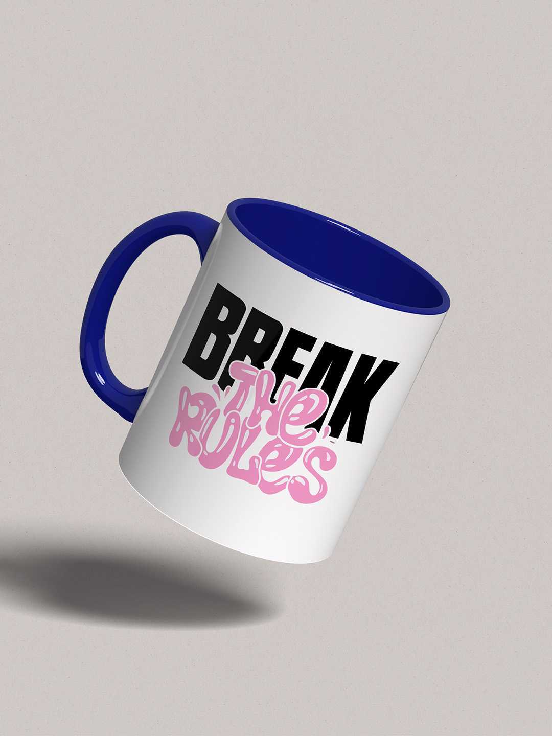 BREAK THE RULES Graphic Printed Ceramic Mug