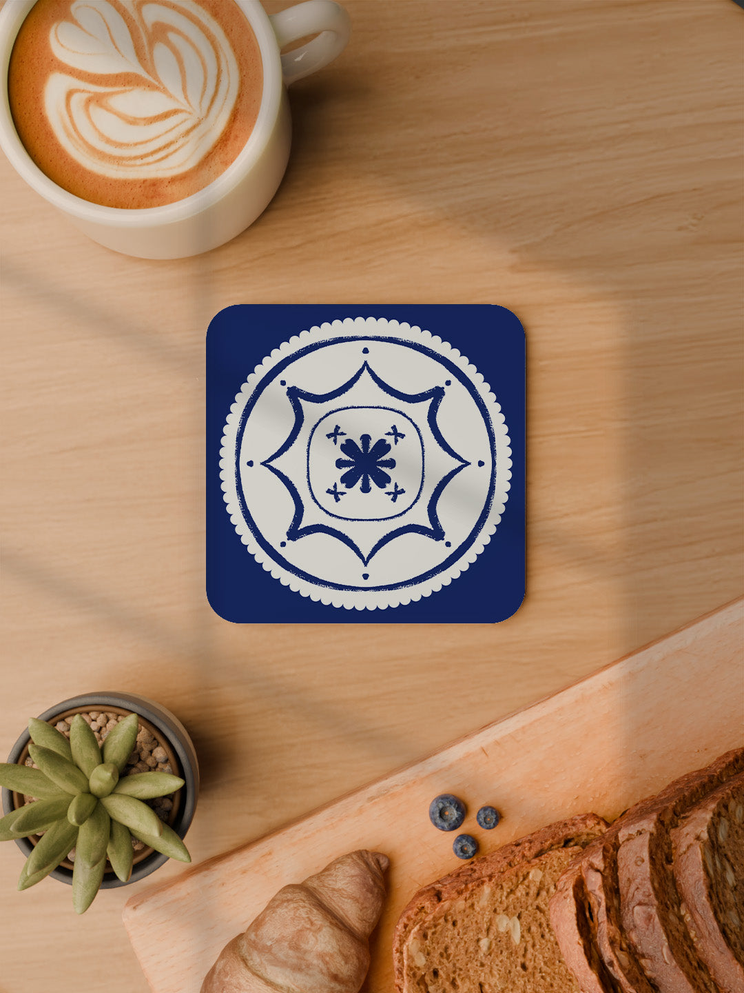 Indigo Charm Graphic Coasters - Pack of 6