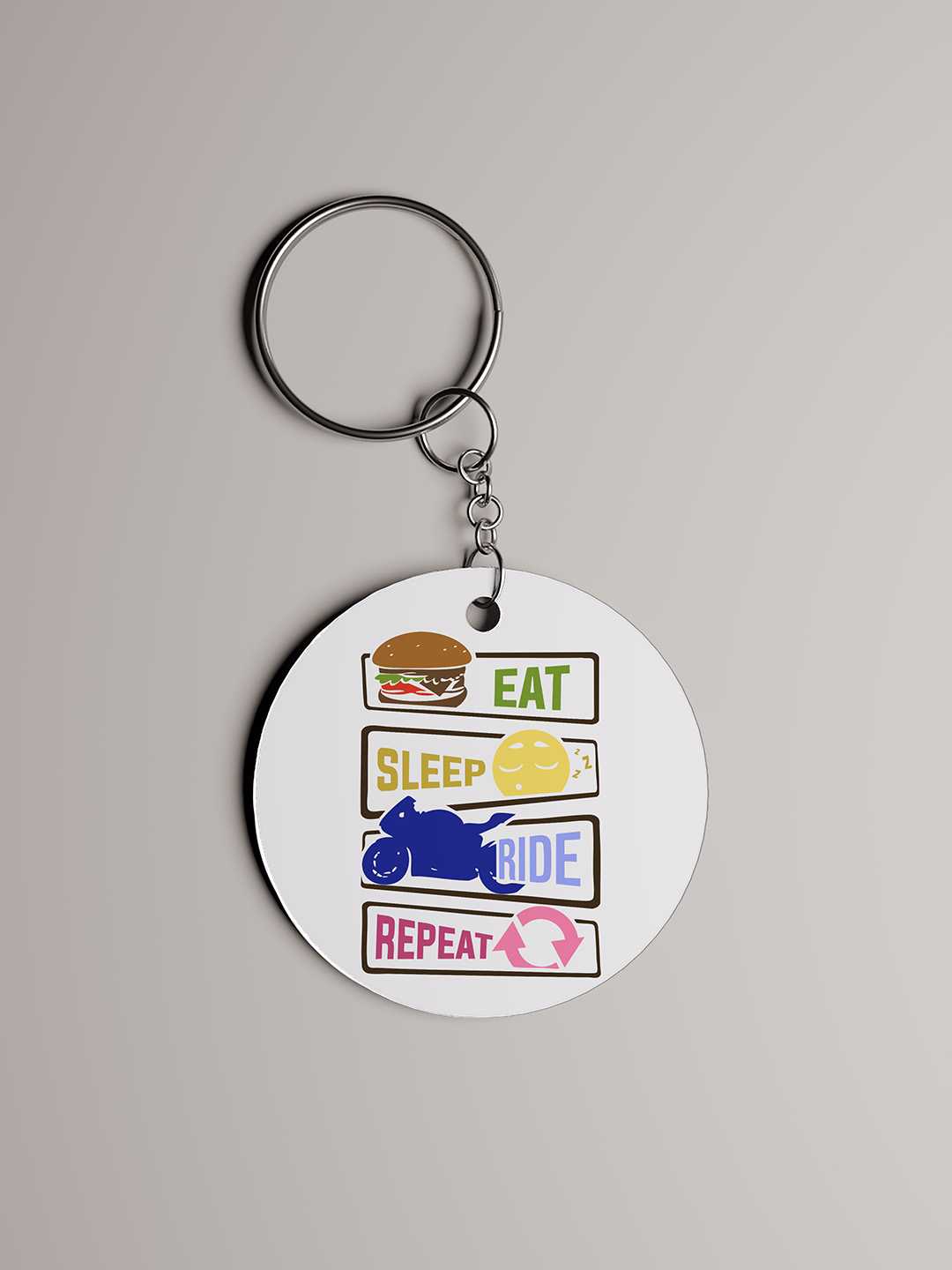 Eat.Sleep.Ride.Repeat Graphic Keychain
