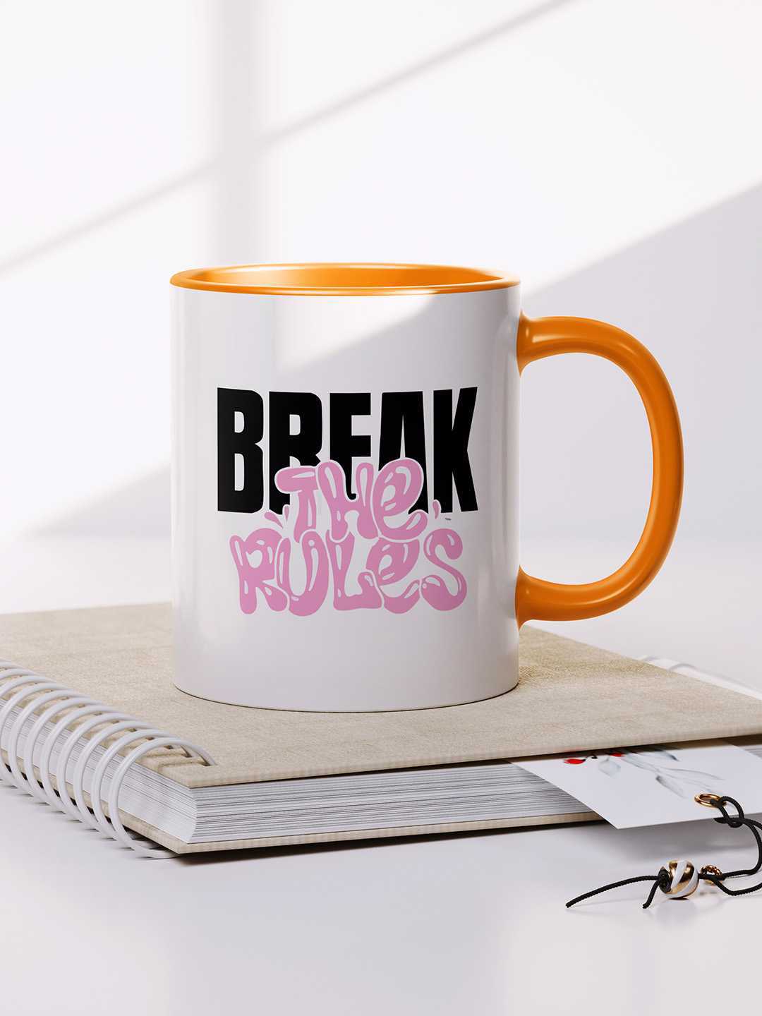 BREAK THE RULES Graphic Printed Ceramic Mug