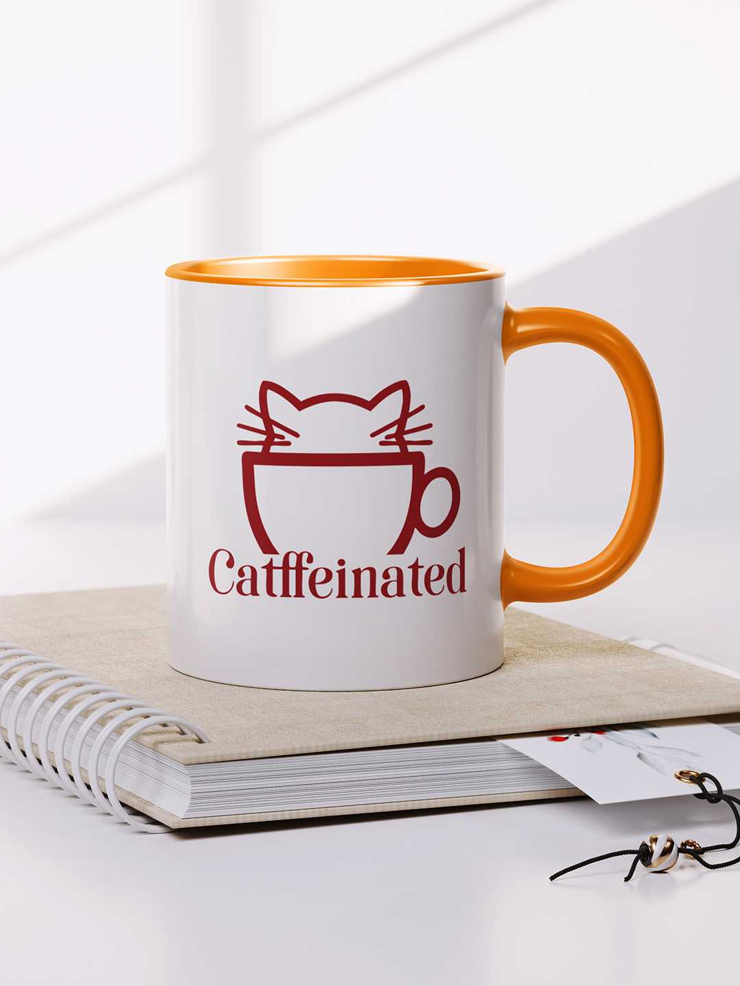 CATFFEINATED Graphic Printed Ceramic Mug