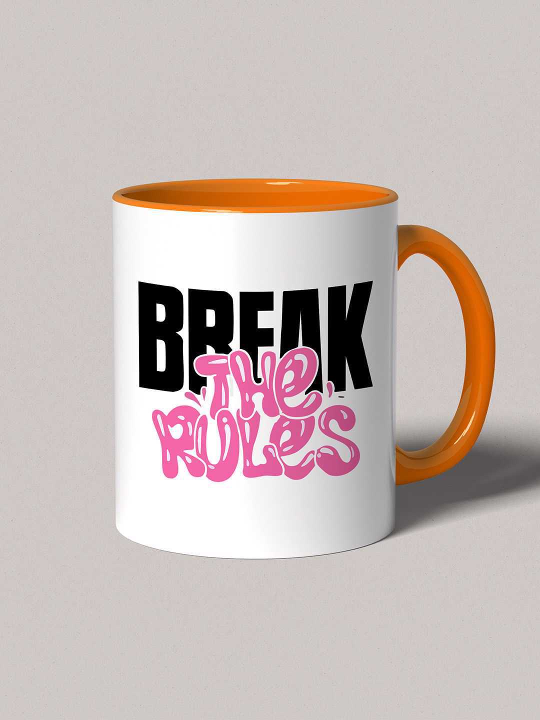 BREAK THE RULES Graphic Printed Ceramic Mug