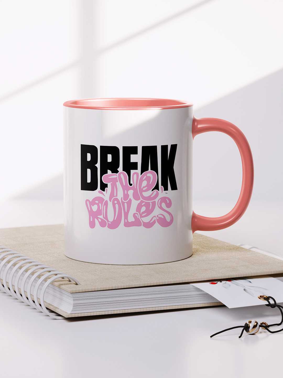 BREAK THE RULES Graphic Printed Ceramic Mug
