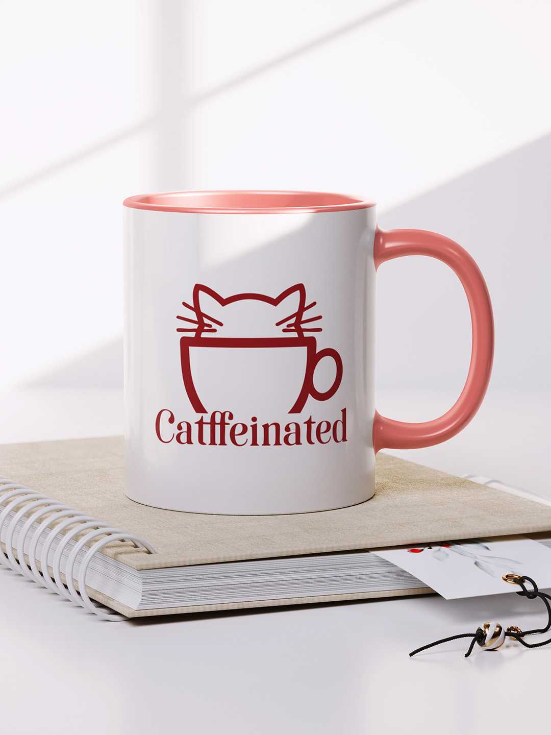 CATFFEINATED Graphic Printed Ceramic Mug