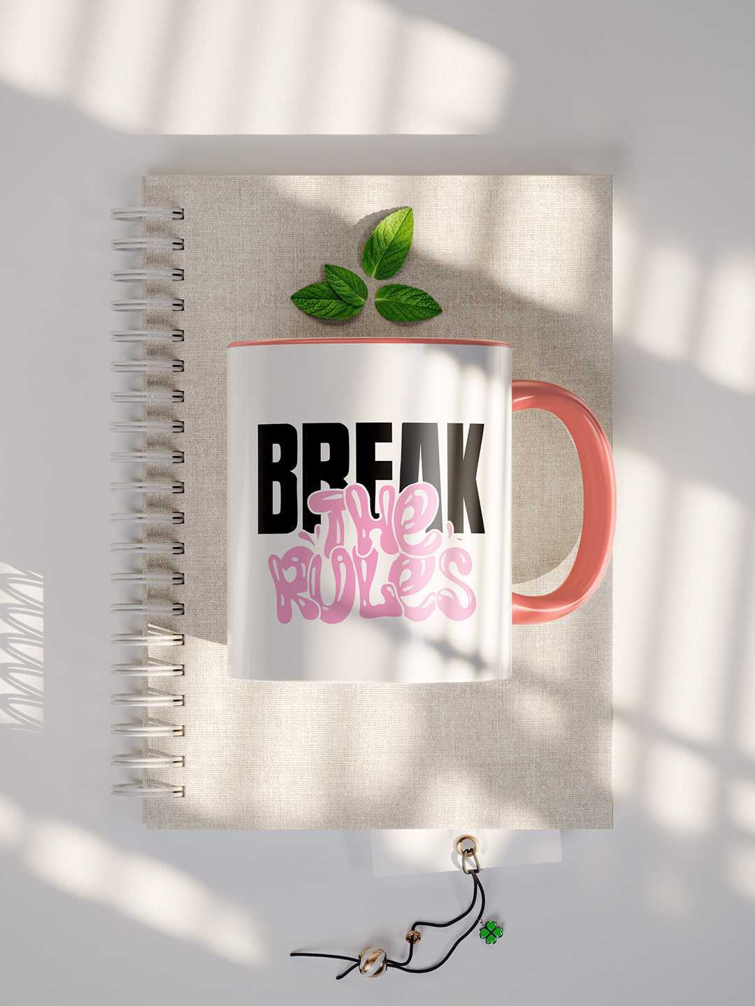 BREAK THE RULES Graphic Printed Ceramic Mug