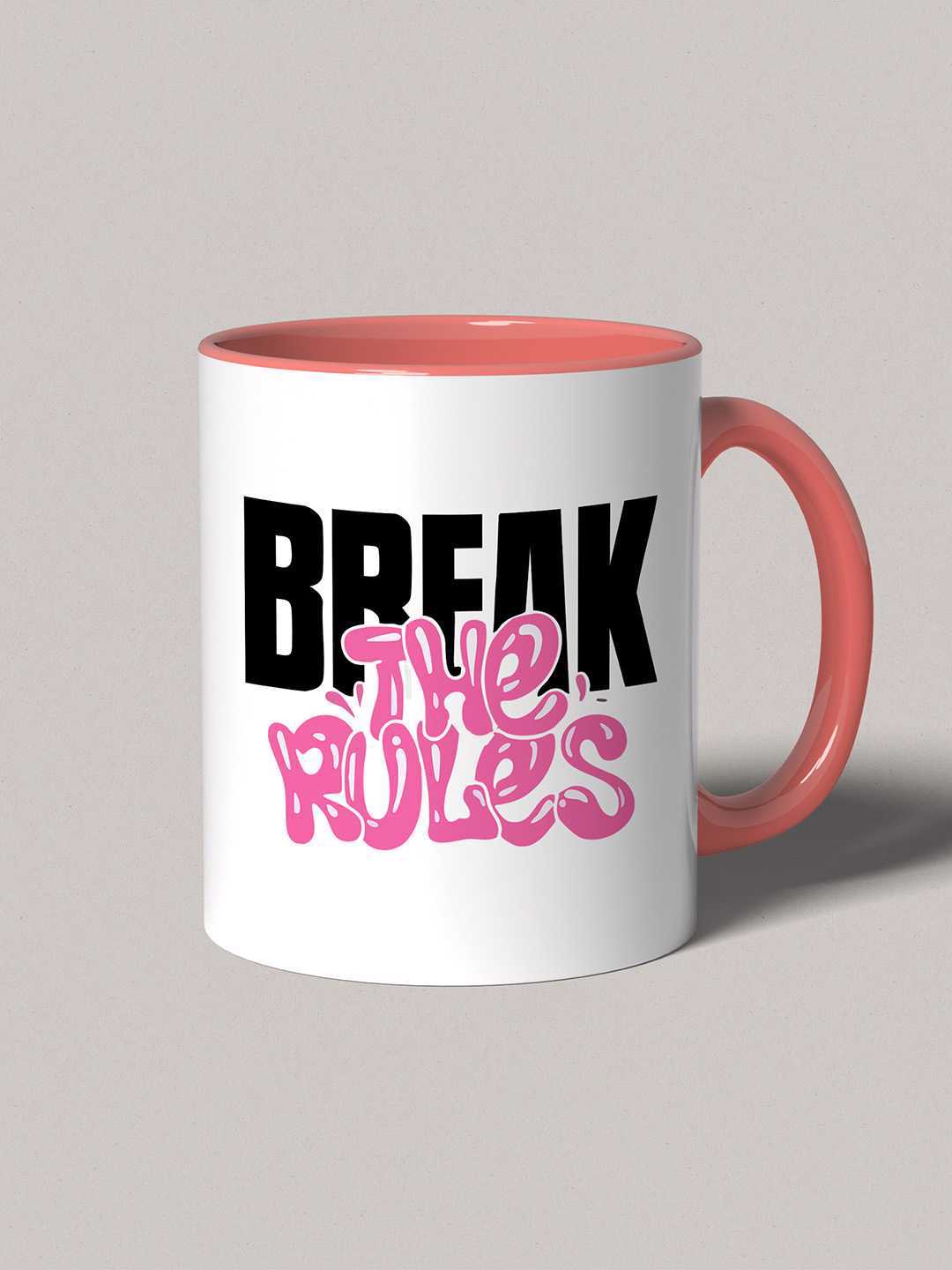 BREAK THE RULES Graphic Printed Ceramic Mug