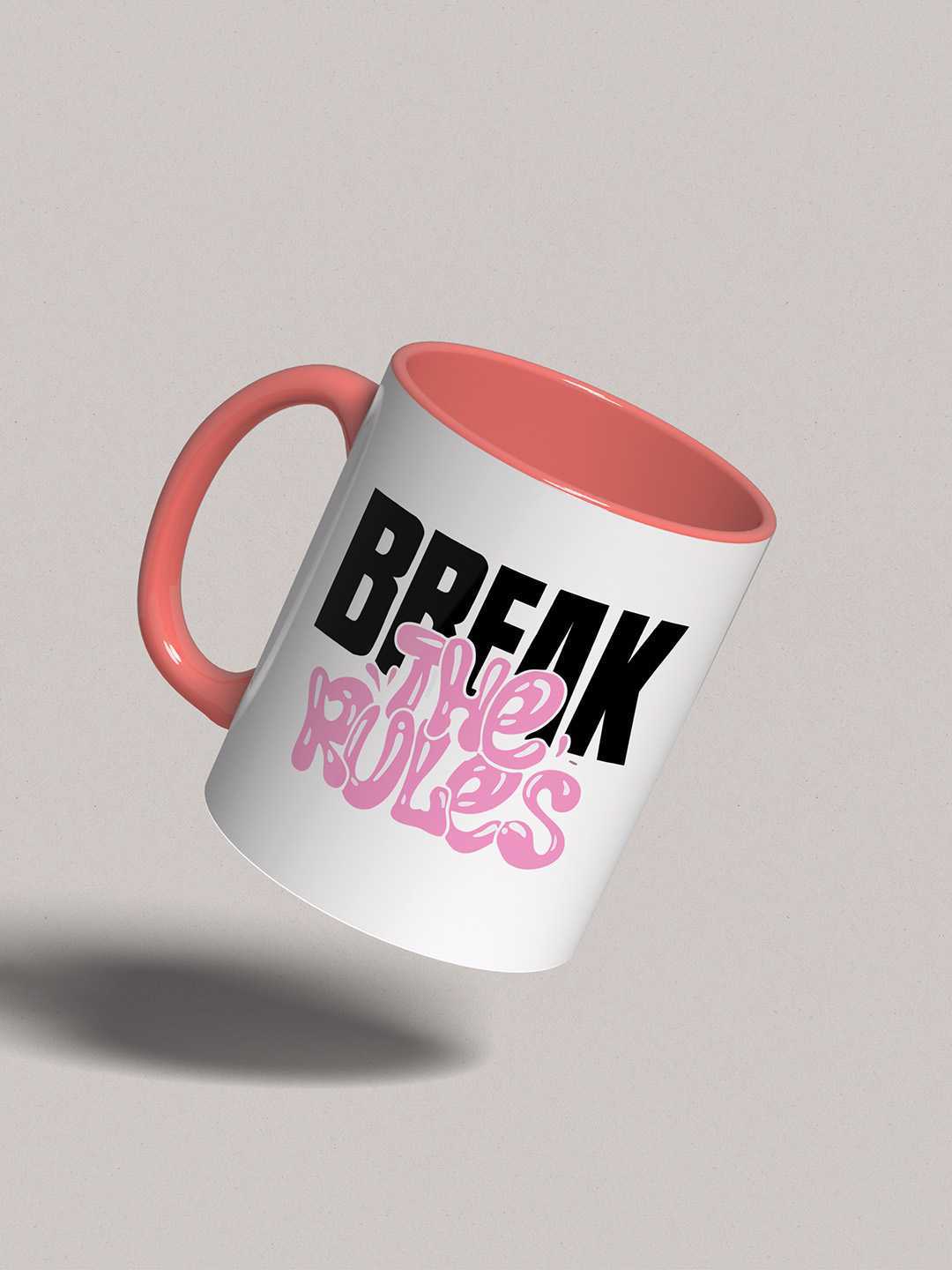 BREAK THE RULES Graphic Printed Ceramic Mug