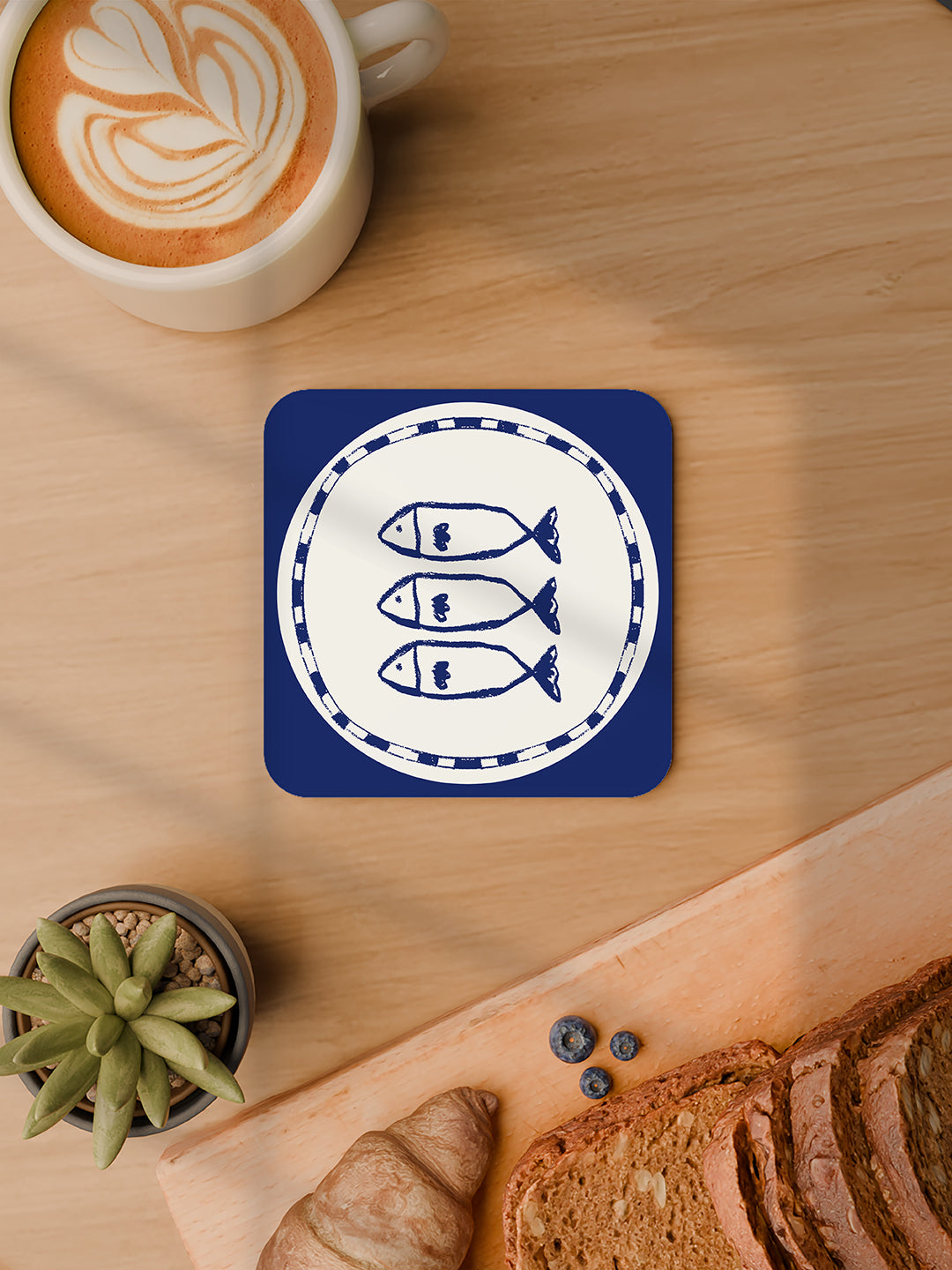 Indigo Charm Graphic Coasters - Pack of 6