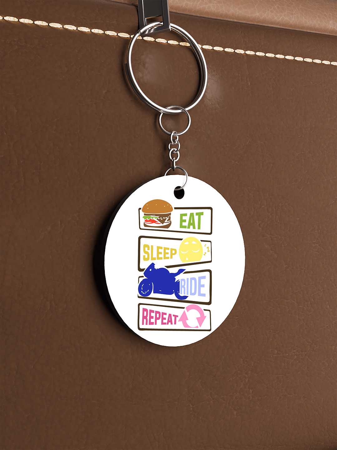 Eat.Sleep.Ride.Repeat Graphic Keychain