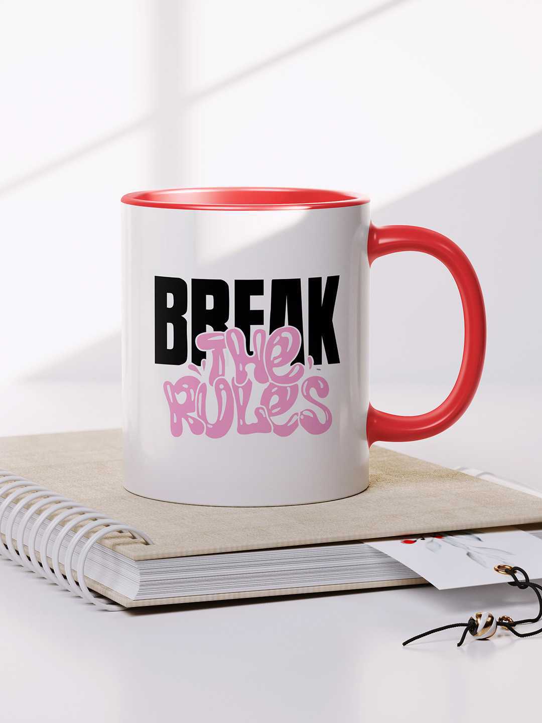 BREAK THE RULES Graphic Printed Ceramic Mug